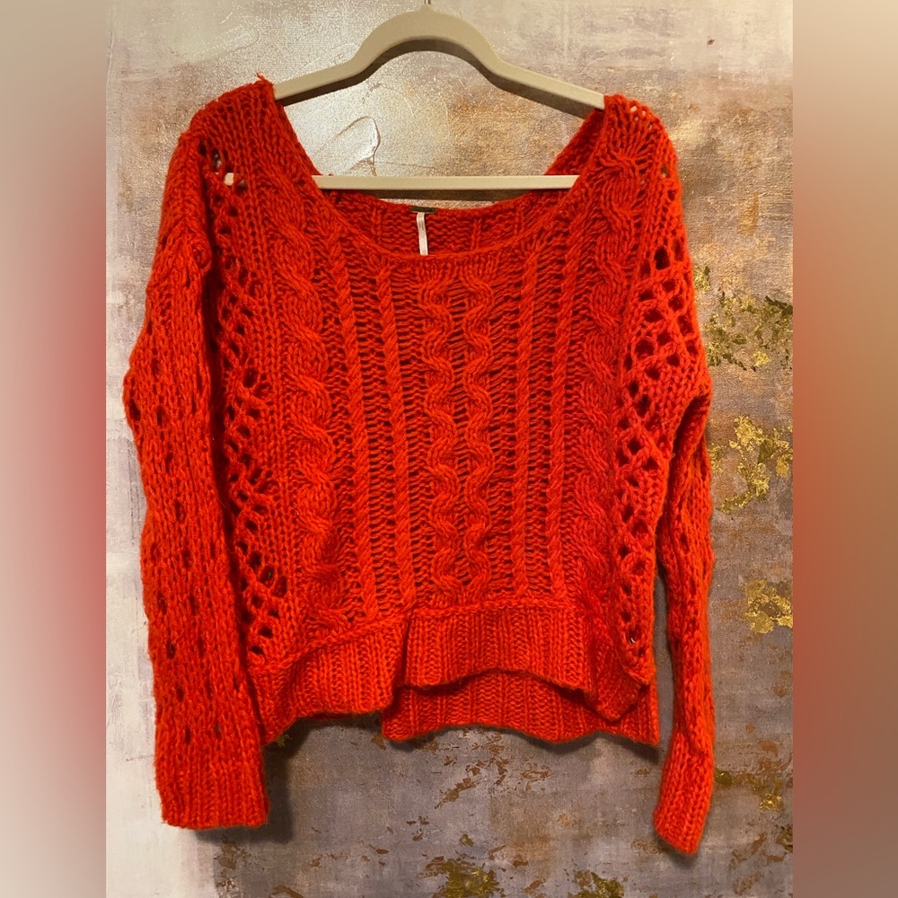 Free People red knitted sweater